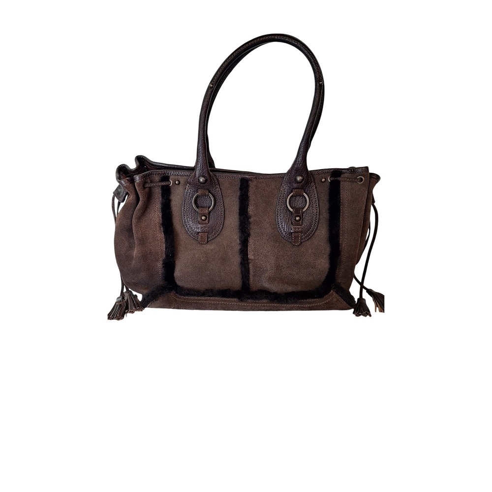Banana Republic Suede Leather Fur Brown Tote Bag